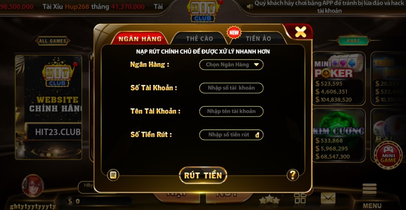 03 cách rút tiền Hit Club nhanh gọn lẹ